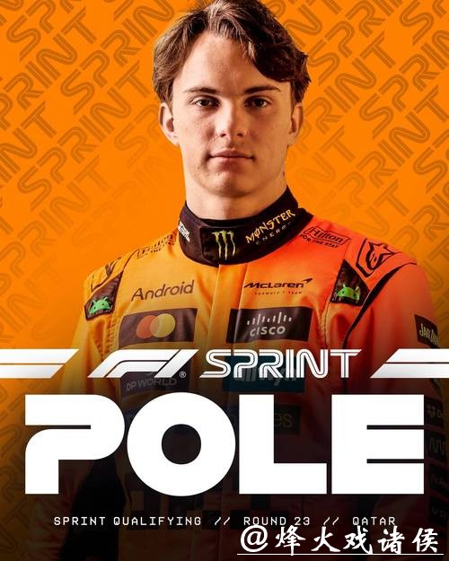 F1卡塔尔冲刺排位赛：皮亚斯特里夺杆 维斯塔潘第6
